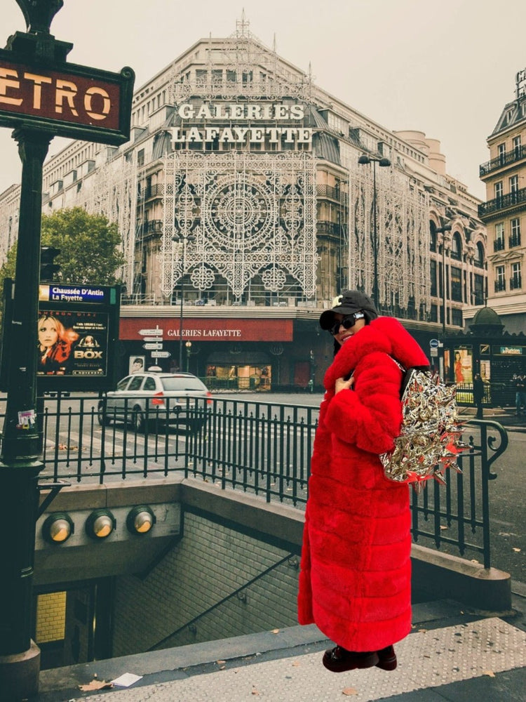 Woman Wearing 24 Karat Gold Backpack in Paris | Madpax