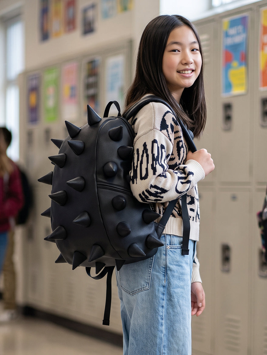 Got Your Black spiked black backpack Large girl white sweater #size_large