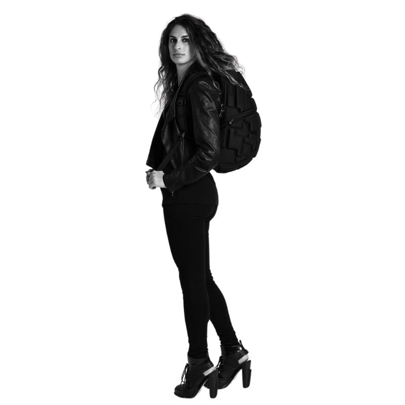 Woman wearing Wild Blue Yonder navy blue backpack - Madpax